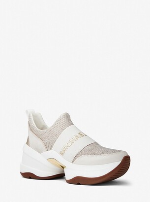 Michael Kors Olympia Glitter Chain Mesh Slip-On Trainer